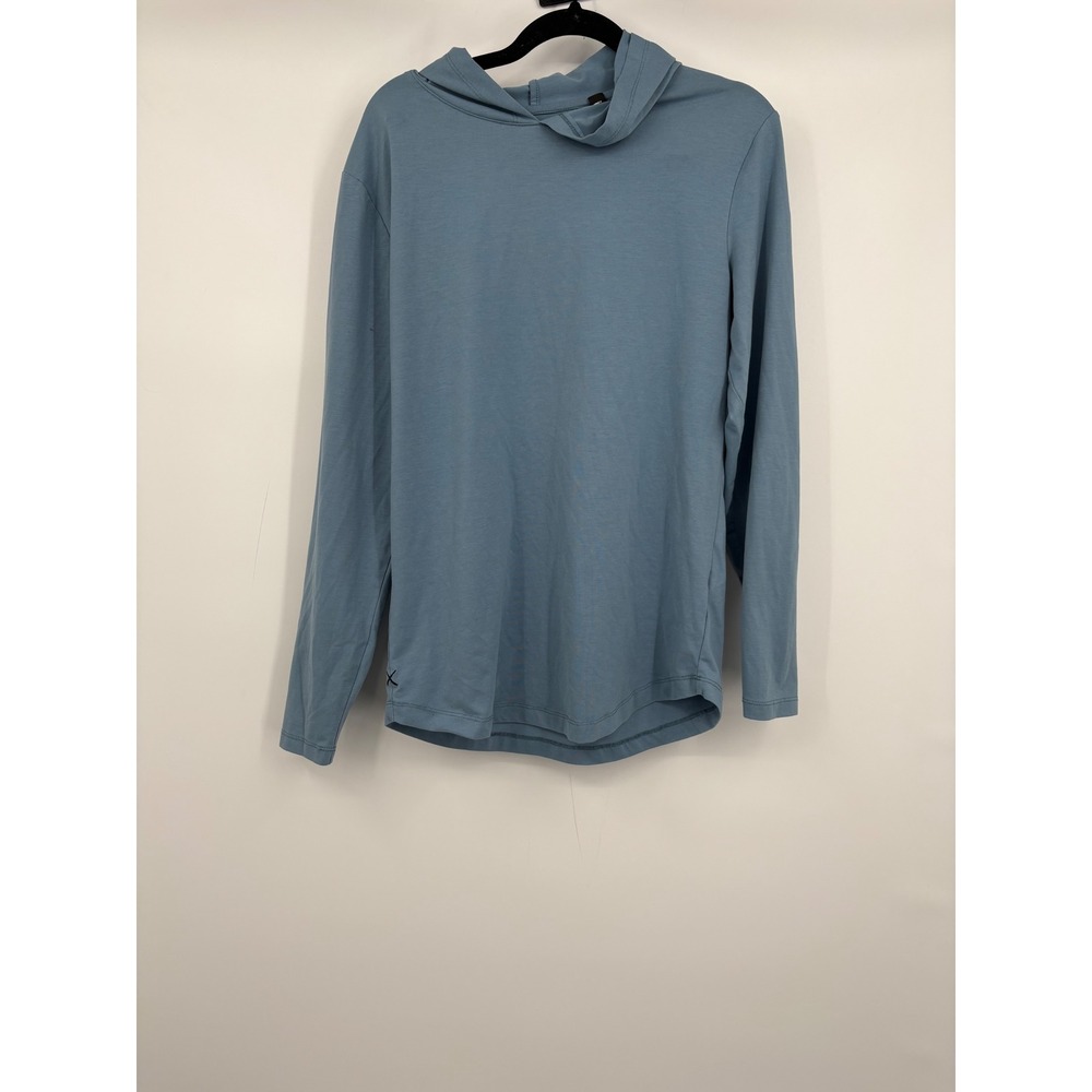 X Cuts Curve Hem Hoodie Long Sleeve Blue Men's Size Small